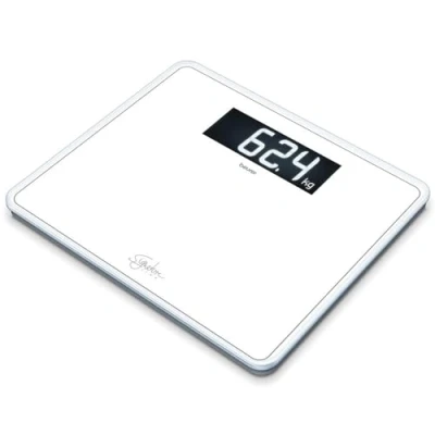 Afbeelding van Beurer GS 410 Signature Line Personenweegschaal Met Glazen Weegplateau, Extra Groot Oppervlak Van Veiligheidsglas, Stijlvol Zwart XXL Display En Een Draagvermogen Maximaal 200 kg, Wit