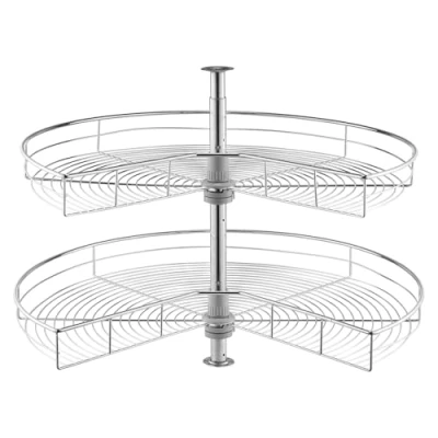 Afbeelding van VEVOR 2 laags niervormige chroomhoekorganizer Lazy Susan Draaibaar 80 cm