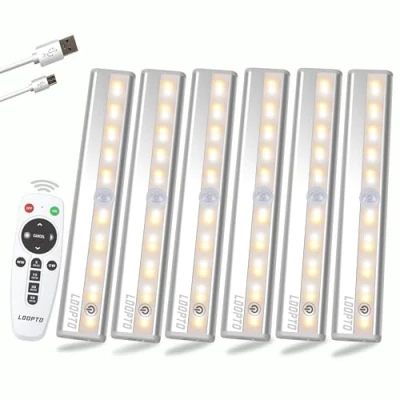 Afbeelding van onder kastverlichting met afstandsbediening, dimbare batterij aangedreven kastverlichting, tellerverlichting, stick on touch sensor nachtlampje, 2 bedieningsmethoden