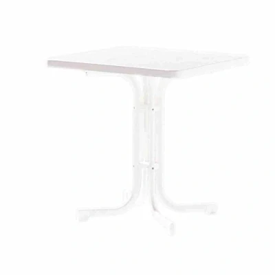 Afbeelding van Sieger 131/W Boulevard klaptafel met mecalit Pro plaat 70 x cm, stalen buisframe wit, tafelblad marmerdecor wit