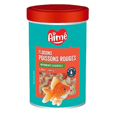 Afbeelding van Aimé Goudvisvlokken Goudvisvoer Complete voeding op basis van essentiële voedingsstoffen Granen en plantaardige eiwitextracten 200 g 1000 ml