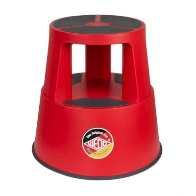 Afbeelding van WEDO Rolkruk Super Step van onbreekbaar kunststof rolbare olifantenvoet opstapkruk, TÜV GS getest, Made in Germany, antislip hoogte ca. 43 cm, draagkracht 150 kg, (rood)