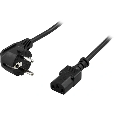 Afbeelding van DELTACO DEL 109, Geaarde kabel voor verbinding tussen apparaat en stopcontact, CEE 7/7 naar IEC 60320 C13, 2m, zwart
