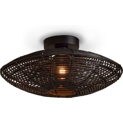 Afbeelding van Good&amp;Mojo Plafonniere Tanami Rotan Schijf Small Zwart 40x40x10cm