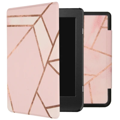 Afbeelding van Kobo Nia Hoes: iMoshion Design Slim Hard Case Bookcase Pink Graphic Kunstleder E Reader Hoezen