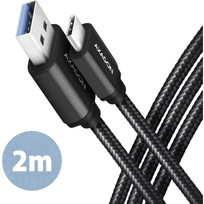 Afbeelding van AXAGON BUCM3 AM20AB cable USB C &lt; &gt; A, 2m, 3.2 Gen 1, 3A, ALU, braid, Black *USBAM *USBCM