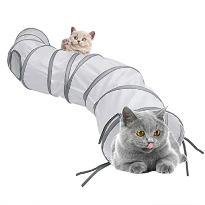 Afbeelding van AOKUY Cat Toys Tunnel en Cube Pop Up opvouwbare kitten indoor outdoor speelgoed 3 manieren goud 1wayCat buis voor kat, puppy, kitten, konijnen