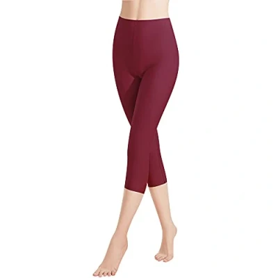 Afbeelding van Libella 1/3 stuks damesleggings, 3/4 broek van katoen, capribroek met hoge taille, kleurrijk, slim fit, fitnessbroek, meerkleurig 4161 VA, 1 verpakking wijn, XXL