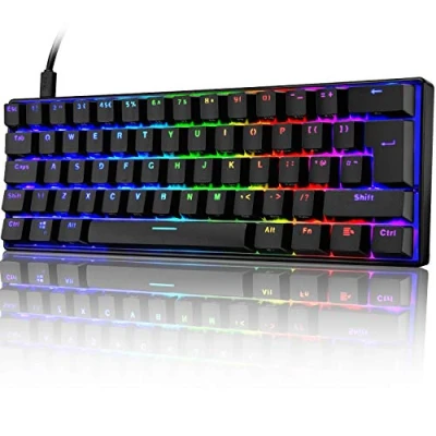 Afbeelding van UK Layout 60% Mechanisch Gaming Toetsenbord Type C Bedraad 61 Toetsen LED Backlit USB Waterdicht 14 Chroma RGB Backlight Volledige Anti ghosting (Zwart/Bruine Schakelaar)