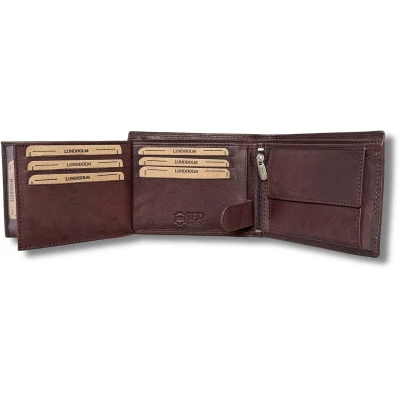 Afbeelding van Lundholm leren portemonnee heren zeer soepel nappa leer billfold model bruin met RFID anti skim bescherming Cadeau voor man Mannen cadeautjes