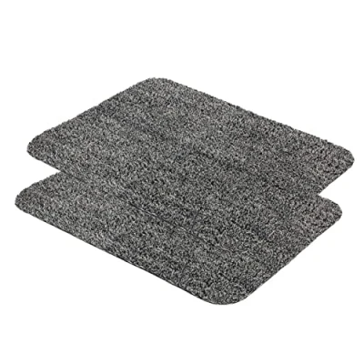 Afbeelding van Vuilvangmat afwasbaar set van 2 40x60 cm schoonloopmat antraciet 100% katoen deurmat Entra SAUGSTARK antislip easy care