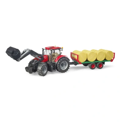 Afbeelding van Case IH Optum 300CVX met voorlader en balentransport incl. 8 ronde balen van Bruder