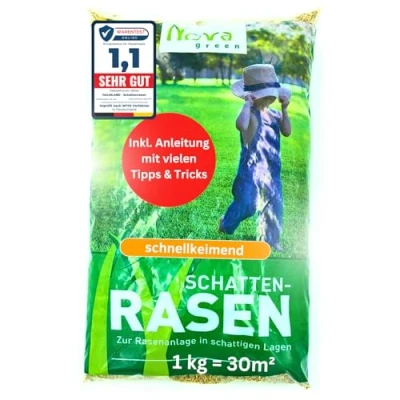Afbeelding van halmland Premium schaduwgazon, snel ontkiemend gazon, herfst, 1 kg = 30 m², droogbestendig, robuust, diepgroen, ideaal voor gazonreparatie, gazon nazaaien, nieuw zaaien