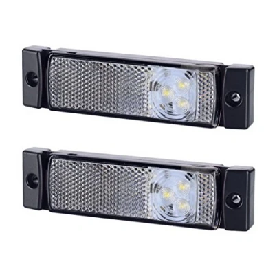 Afbeelding van 2 x 3 SMD LED wit breedtelicht zijlamp met reflector 12V 24V E keurmerk positielamp auto vrachtwagen lamp licht universeel