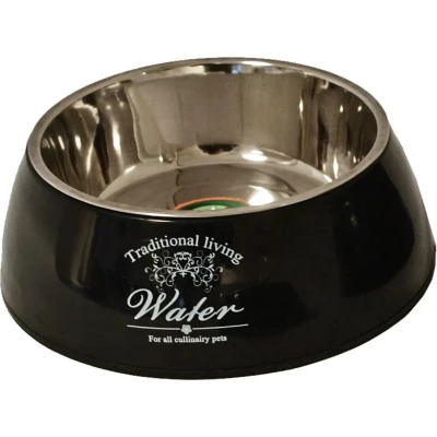 Afbeelding van Hondeneetbak plastic/RVS water/food 18 cm zwart Gebr. de Boon