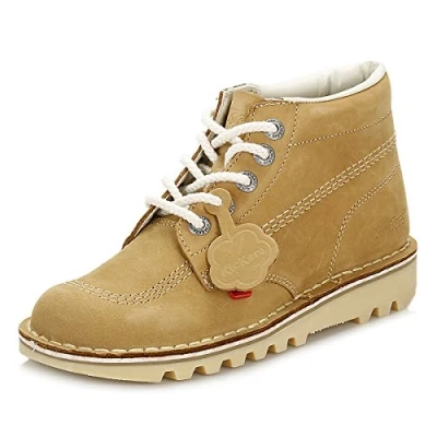 Afbeelding van Kickers Kick Hi Classic Enkellaarzen voor dames, extra comfortabel, duurzaam, premium kwaliteit, Tan Light Cream, 40 EU