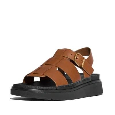 Afbeelding van Fitflop Genfisherman Sandalen met sleehak, Dames, Maat: 39, Tan Leer