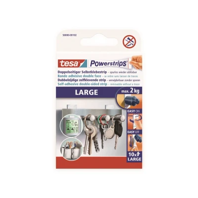 Afbeelding van Tesa 58000 powerstrips dubbelzijdige kleefstrip large wit 10 stuks