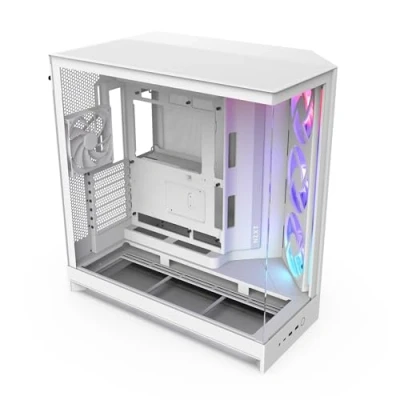 Afbeelding van NZXT H9 Flow RGB (2025) Large Dual Chamber ATX Mid Tower Airflow PC Case Inclusief 1 x 420mm Fan Unit &amp; 120mm Radiator Ondersteuning Gehard Glas Back Connect Klaar Wit