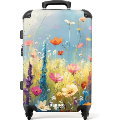 Afbeelding van NoBoringSuitcases.com® Koffer groot Rolkoffer lichtgewicht Kleurrijke bloemen Reiskoffer met 4 wielen Grote trolley XL 20 kg bagage