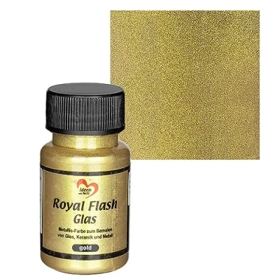Afbeelding van Ideen mit Herz Royal Flash glasverf, metallic, met fijnste glitterdeeltjes, 50 ml (goud)