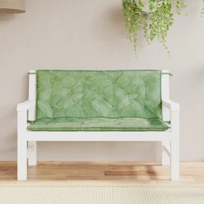 Afbeelding van Tuinbankkussens 2 st bladpatroon 120x50x7 cm stof