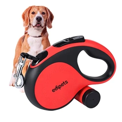 Afbeelding van Edipets, Uittrekbare/intrekbare hondenlijn, 3, 5 en 8 m, flexibel, voor training wandelingen, kleine, middelgrote grote honden (Rood, meter)