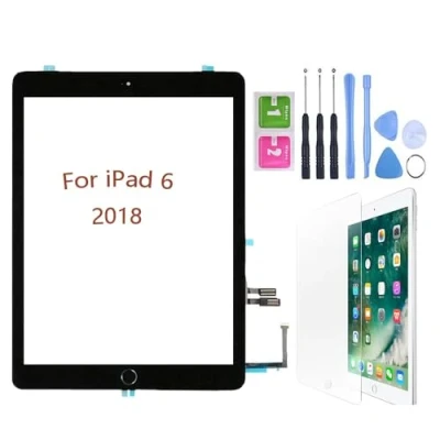 Afbeelding van Hedywei Vervangend touchscreen voor iPad 6 Gen A1893 A1954 (2018 9,7 inch) digitizer met gereedschapsset (zwart)