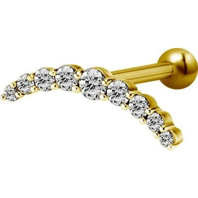 Afbeelding van Vergulde Tragus Helix Piercing Swarovski Zirconia Crescent