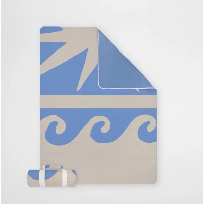 Afbeelding van Sunnylife Picnic Wash Me Strand en Picnickleed Print Le Med 140 x 175cm Blue / Plastic