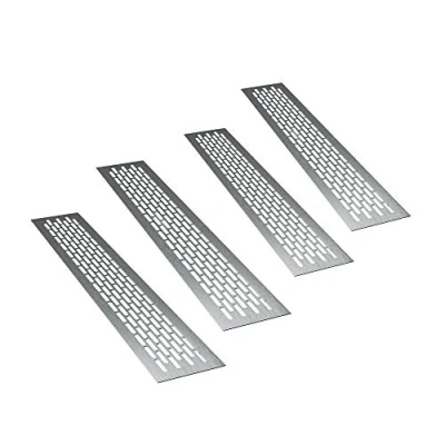 Afbeelding van sossai® aluminium ventilatierooster Alucratis (4 stuks) Rechthoekig afmetingen: 48 x 8 cm Kleur: inox afvoerluchtrooster