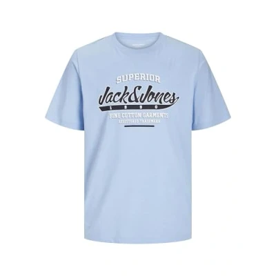Afbeelding van Jack &amp; Jones T shirt Jjelogo Tee Ss O neck 2 Col Ss25 Sn 12268267 Chambray Blue/melange Mannen Maat S