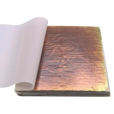 Afbeelding van Bonte Koperen Folies Goudblad Vellen voor Kunst Craft Papier Nail Decoraties KeramiekHome Vergulden 50 stks Bronzen Bladeren 14X14 cm