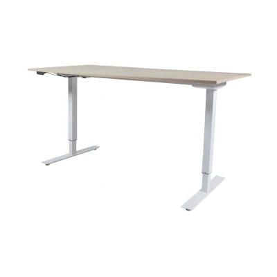 Afbeelding van Lectro Basic bureau, zit sta (69 116cm) hoogte verstelbaar dmv elektromotor met 160x80cm lindberg eiken 25mm blad en zwart (RAL9005) frame