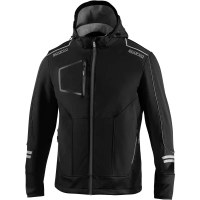Afbeelding van Sparco Tech Softshell Waterdichte, reflecterende en versterkte jas met polar fleece voering Maat L Zwart/Grijs