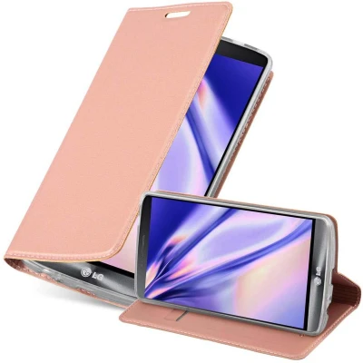Afbeelding van Cadorabo Hoesje geschikt voor LG G3 in CLASSY ROSE GOUD Beschermhoes met magnetische sluiting, standfunctie en kaartvakje Book Case Cover Etui
