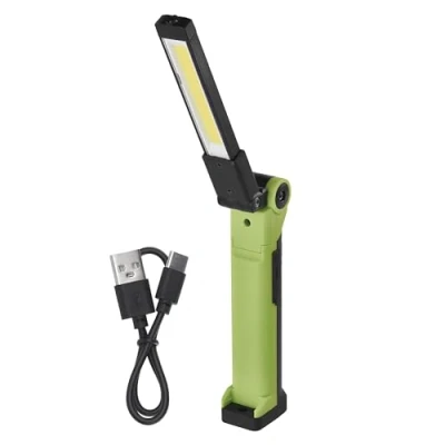 Afbeelding van EMOS Led werklamp op batterijen, 360 draaibaar, 6 lichtmodi, COB oplaadbare inspectielicht, waterdichte werkplaatslamp met 2000 mAh batterij incl. USB C oplaadkabel, lichtduur 13 uur, helderheid 750