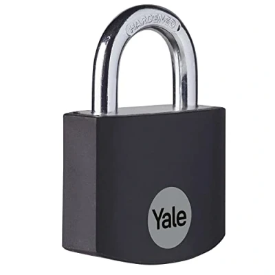 Afbeelding van Yale Aluminium slot YE3B/32/116/1/BK zwart, behuizing 32 mm, stalen beugel, 3 sleutels