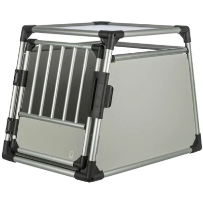 Afbeelding van Trixie 39342 Transportbox, aluminium, M—L: 63 x 65 90 cm, zilver/lichtgrijs