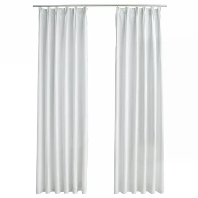 Afbeelding van Gordijnen verduisterend met haken 2 st 140x225 cm gebroken wit