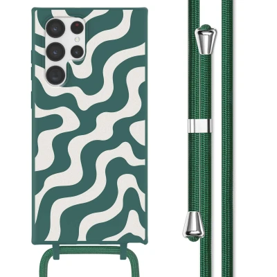 Afbeelding van Samsung Galaxy S22 Ultra Hoesje Siliconen en TPU (zacht) imoshion Softcase/Koordhoesje/Backcover Petrol Green Groovy Telefoonhoesje