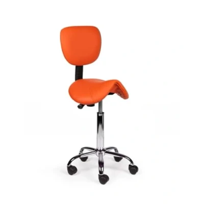 Afbeelding van zadelkruk rugleuning Standaard Oranje Zithoogte 50/68cm kruk op wielen krukje werkkruk bureaukruk kapperskruk verstelbaar draaikruk tabouret met tot 160kg