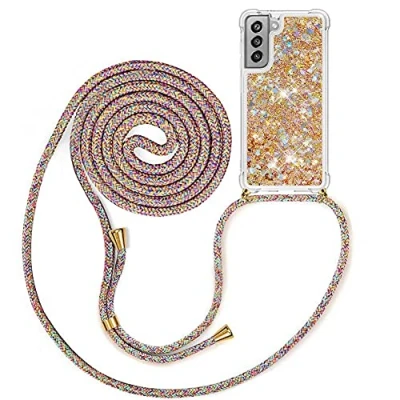Afbeelding van MXKOCO Telefoon hoesje Ketting voor Samsung Galaxy S21 FE 5G Creative Sparkle Dynamic Vloeibare Vloeistof Vloeiende Glitter Quicksand met Koord Bumper hoesjes Anti verloren Shock Proof