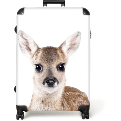 Afbeelding van NoBoringSuitcases.com® Koffer groot Reiskoffer lichtgewicht Hert Dieren Bruin Natuur Rolkoffer met 4 wielen Grote trolley XL 98 liter bagage