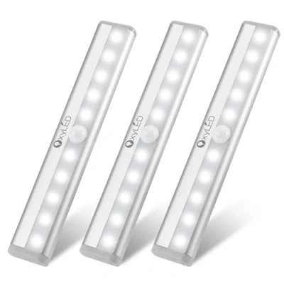 Afbeelding van OxyLED kastverlichting met bewegingsmelder 3 stuks LED kastverlichting, stick overal wireless 10 magneetstrip voor binnen en buiten kast keuken