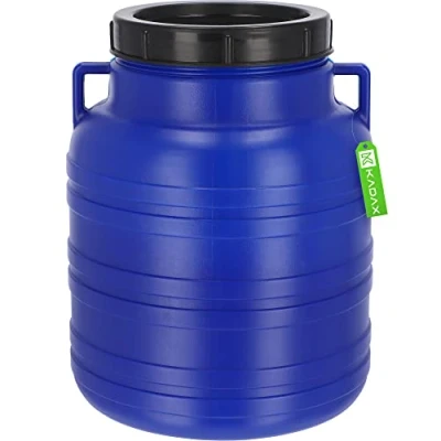 Afbeelding van KADAX Plastic vat, brede hals, vat van HDPE kunststof met deksel, dekselvat, multifunctioneel universeel watervat (10 l, 1 stuk)