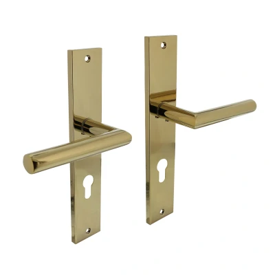 Afbeelding van Deurklink Bastian op schild 245x45 mm met profielcilindergat 72mm messing titaan PVD