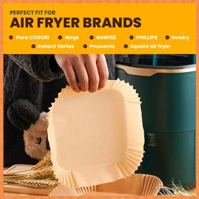 Afbeelding van JOPHEK Bakpapier voor heteluchtfriteuse, 100 stuks, 20 cm, airfryer bakpapier, accessoires heteluchtfriteuse (20 cm)