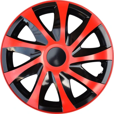 Afbeelding van 13 &quot;DRACO / Wieldoppen Rood en Zwart Set van 4 stuks