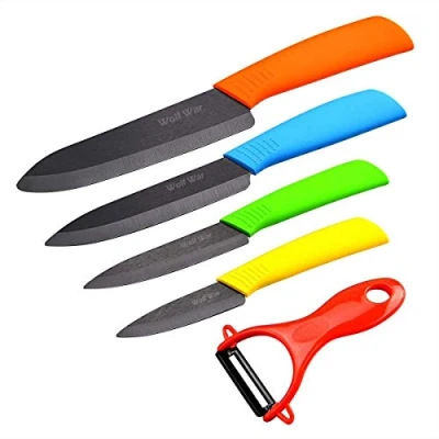 Afbeelding van Keramische messenset, Keuken Chef Mes Set, Brood Super Scherp Vijf Stuk 6&quot;Chef Mes,5&quot;Utility Mes, 4&quot;Fruit 3&quot;Paring 1&#039;&#039;Plantaardige Fruit Peeler, Roestvrij en Vlekbestendig